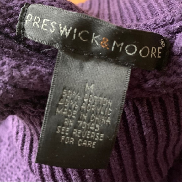 Purple Mock Neck Cable Knit Sweater - Medium - Picture 10 of 10